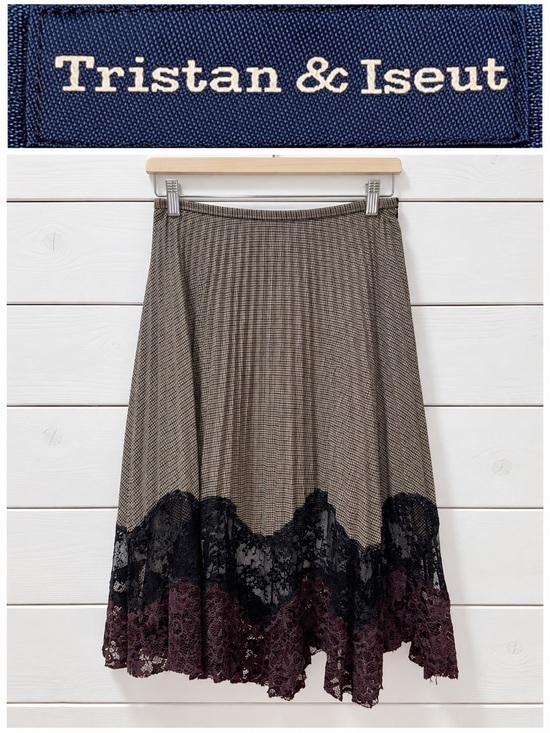 Tristan & Iseut Dresses & Skirts - Tristan & Iseut Vintage Plaid Lace Midi Skirt – Size 6